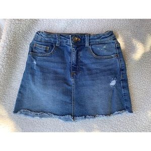 Zara Girls Denim Cut-Off Jean Skirt Size 7